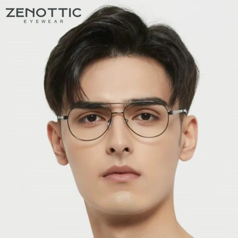 ZENOTTIC-Monture de lunettes d'ordinateur pilote, lunettes optiques en métal, anti-lumière bleue, co
