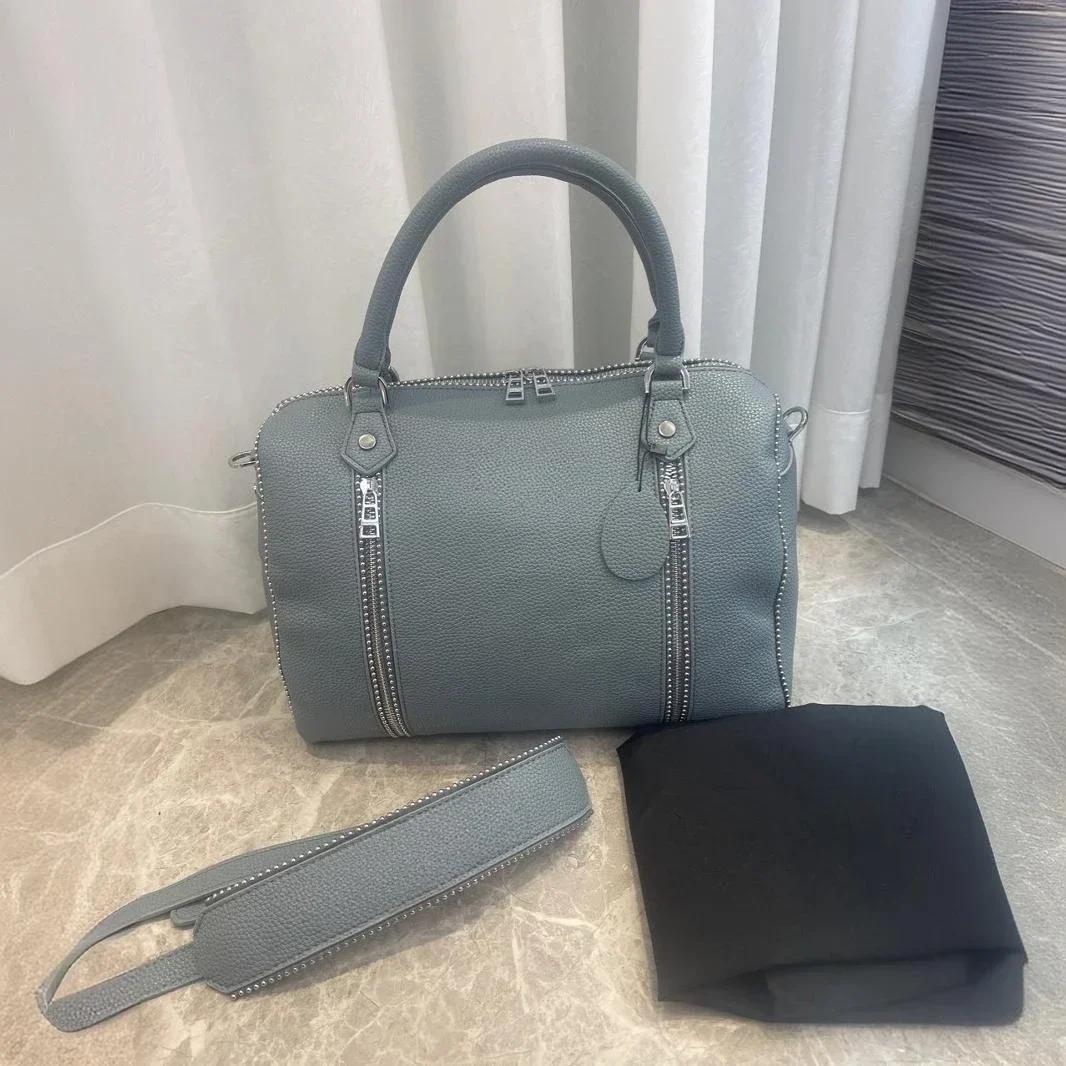 Sac à main seau en cuir noir à motif litchi, classique français, nouvelle collection 2026, pour femm