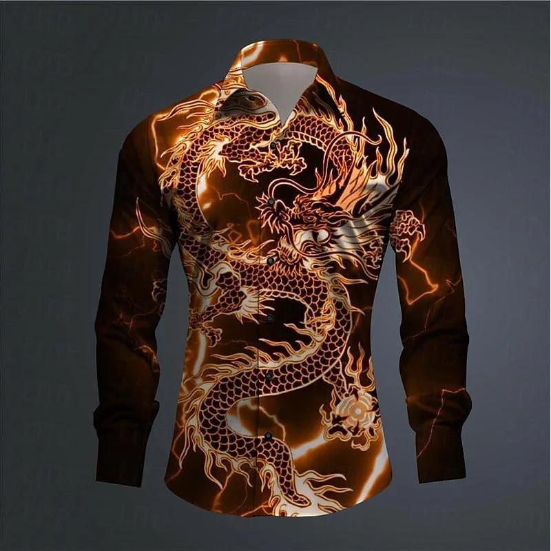 Chemise hawaïenne à boutons pour hommes, imprimé Dragon imprimé en 3D, vêtements d'extérieur à manch