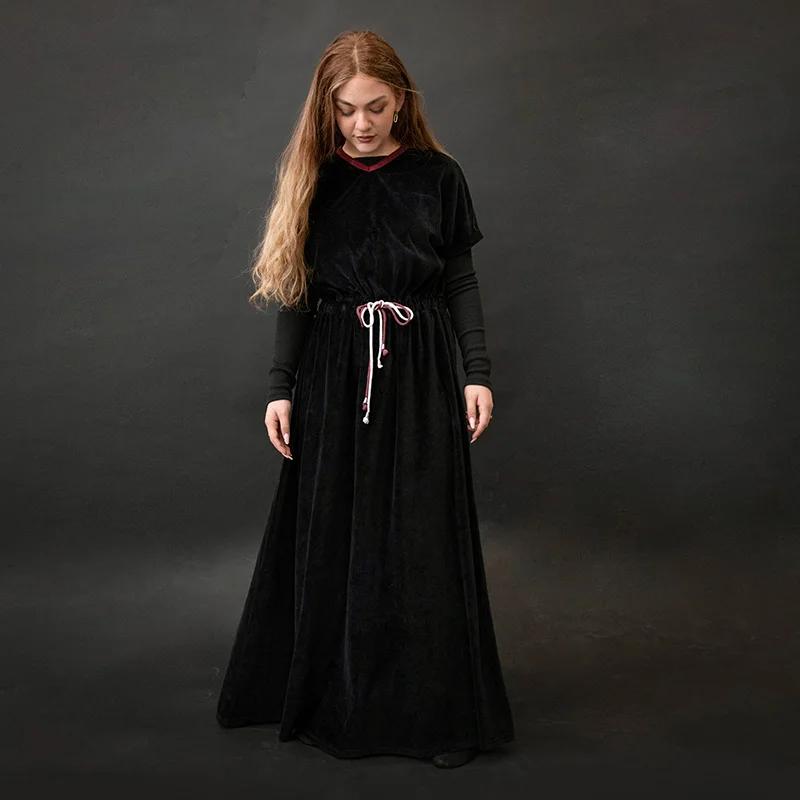 Shabbos adolescent/femme robe hiver robe manches courtes vêtements taille 2 cordon cordes filles noi