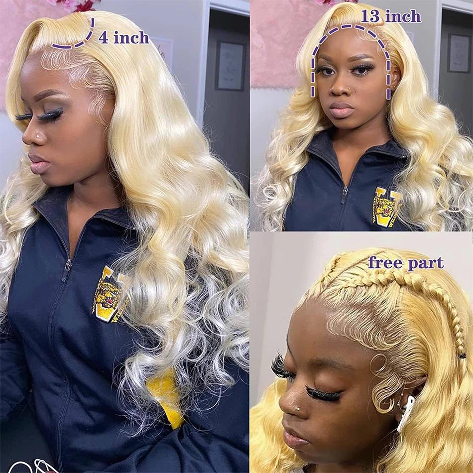 Perruque Lace Front Blonde 613 en Cheveux Humains, Perruque Frontale HD 13x6, Perruque Lace Front On