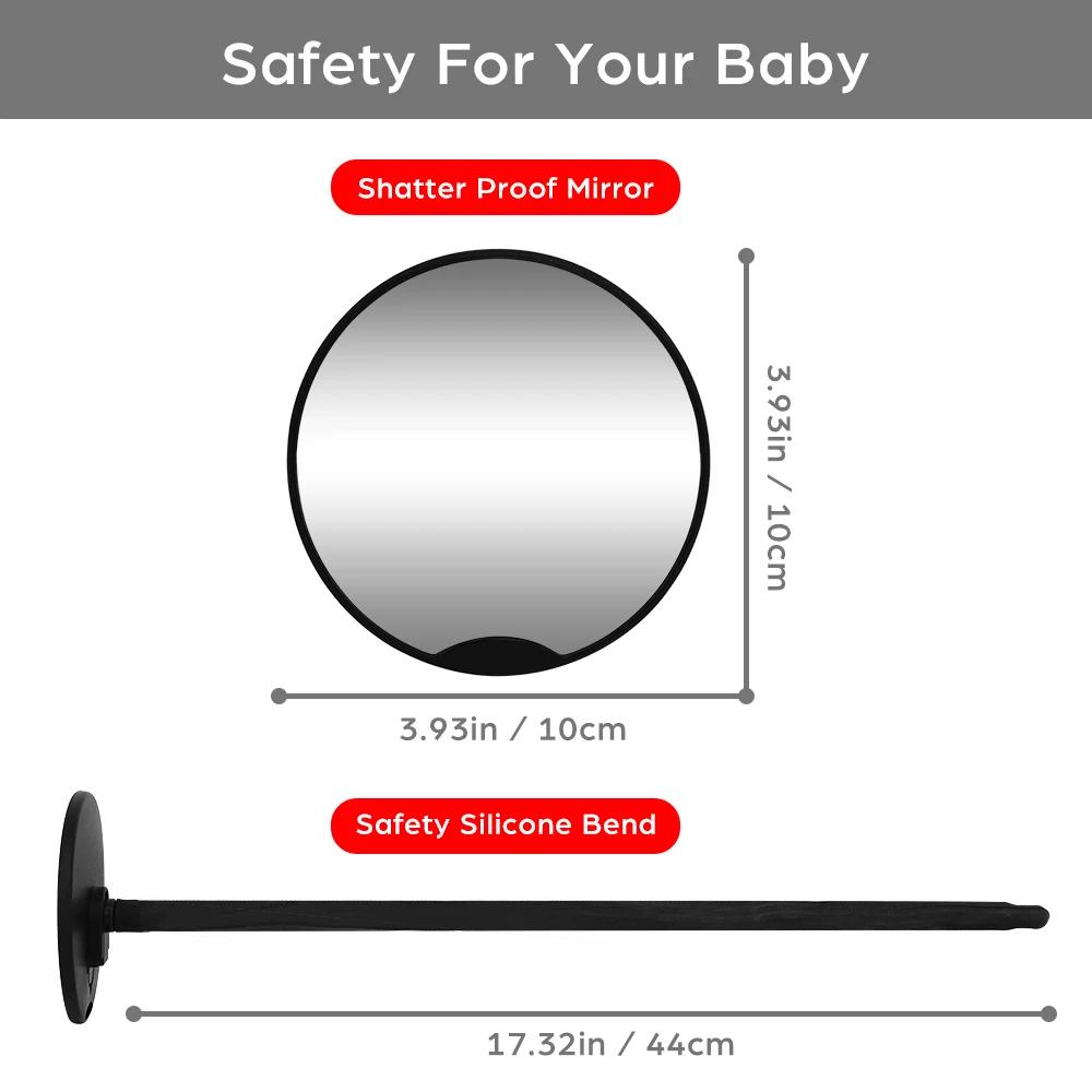 Miroir de poussette 1PC - 360 réglable ° Miroir de poussette testé et incassable avec pied en sili