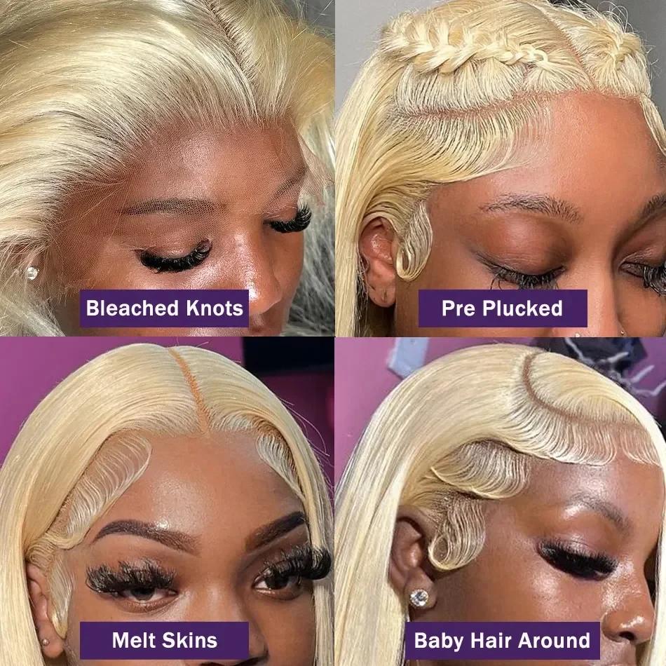 WiggKnitting-Perruque Lace Front Wig naturelle lisse, cheveux blonds, 13x6, 613 HD, 13 age