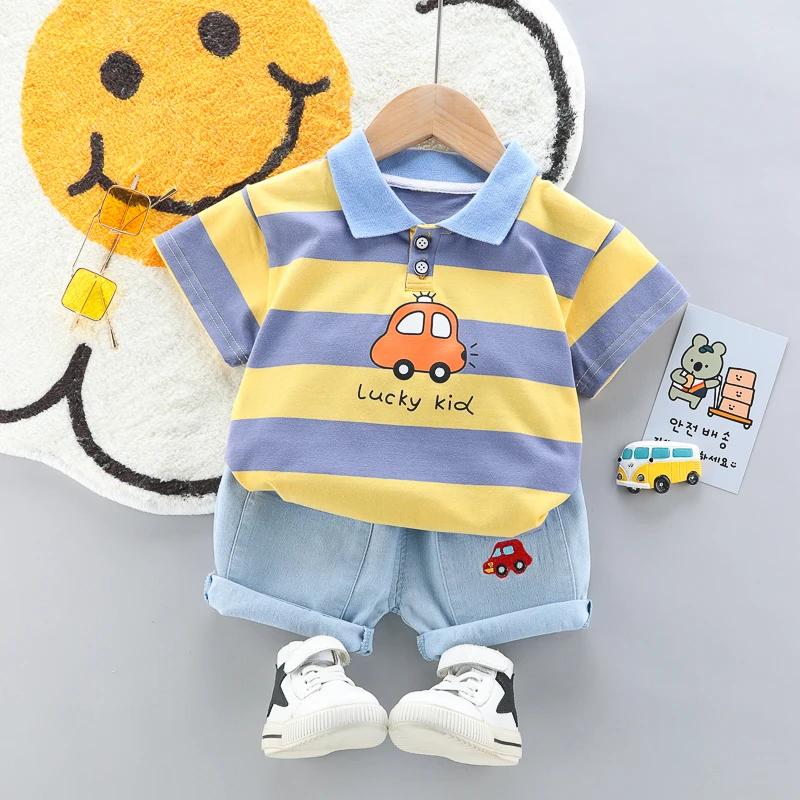 Polo + beau short en Denim pour bébés garçons et filles, ensemble 2 pièces de haute qualité, vêtemen