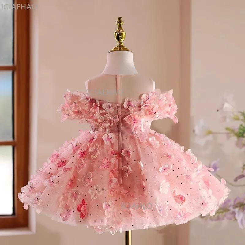 Robe florale pour le premier anniversaire des filles, tenue de performance, de cérémonie ou de conco