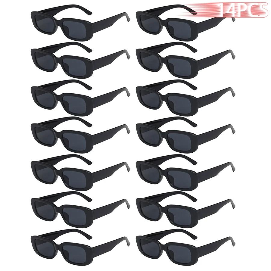 Lunettes de soleil rectangulaires pour femmes, 14 pièces, motif carré, de marque Vintage, de créateu