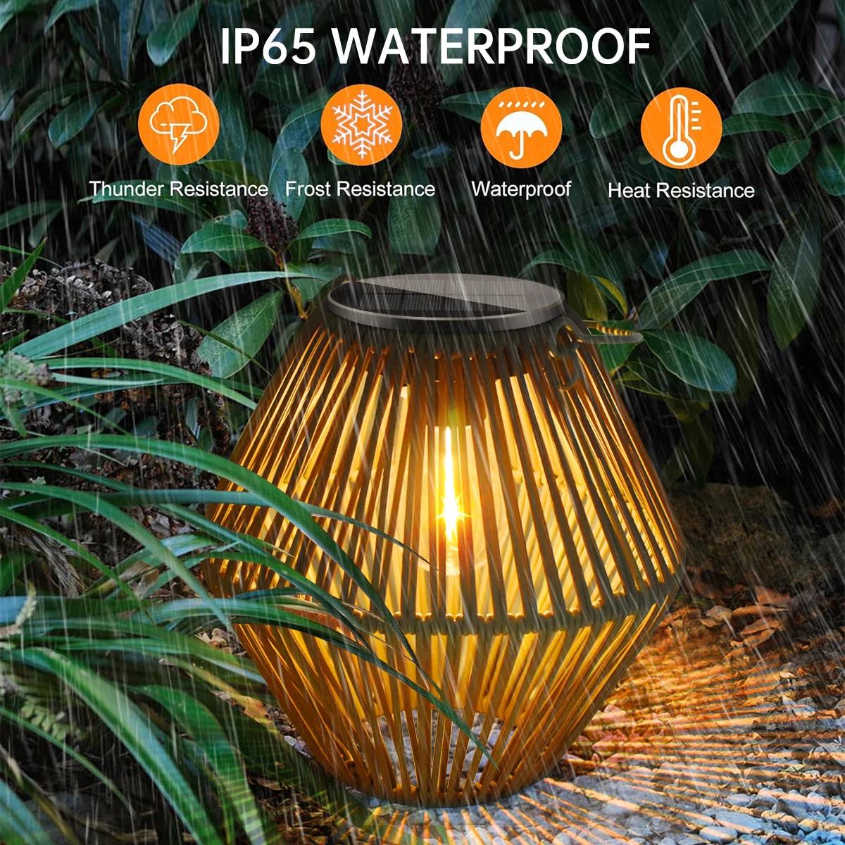 Lanterne solaire d'extérieur étanche, lanterne tissée suspendue, style Boho, décoration pour jardin