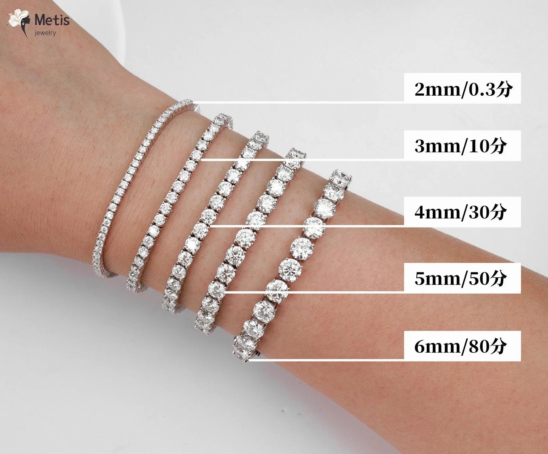 Bracelet de tennis délicat en Moissanite plaqué or 18 carats, argent sterling 925, couleur D, diaman