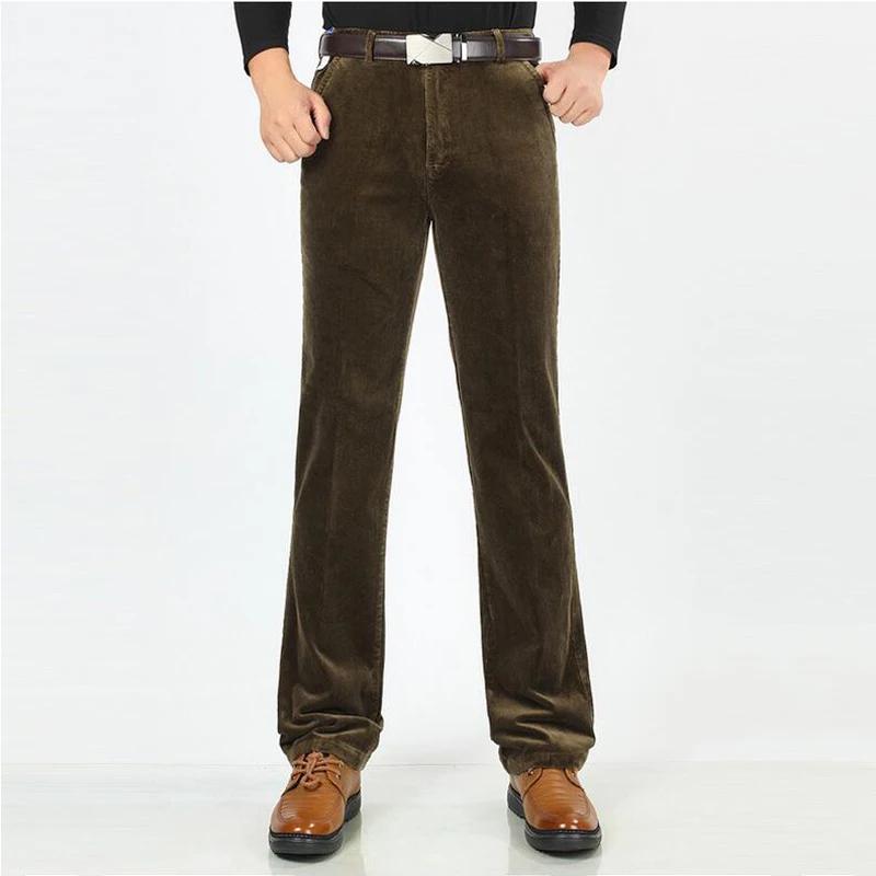 Pantalon en velours côtelé élastique pour homme, pantalon droit, pantalon épais, noir, affaires, déc