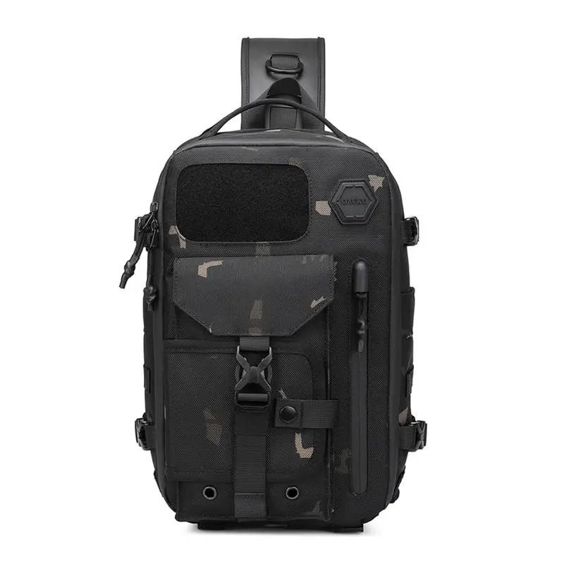 OZUKO-sac à bandoulière pour hommes, sac de poitrine imperméable, sacoche à fermeture éclair, mode s
