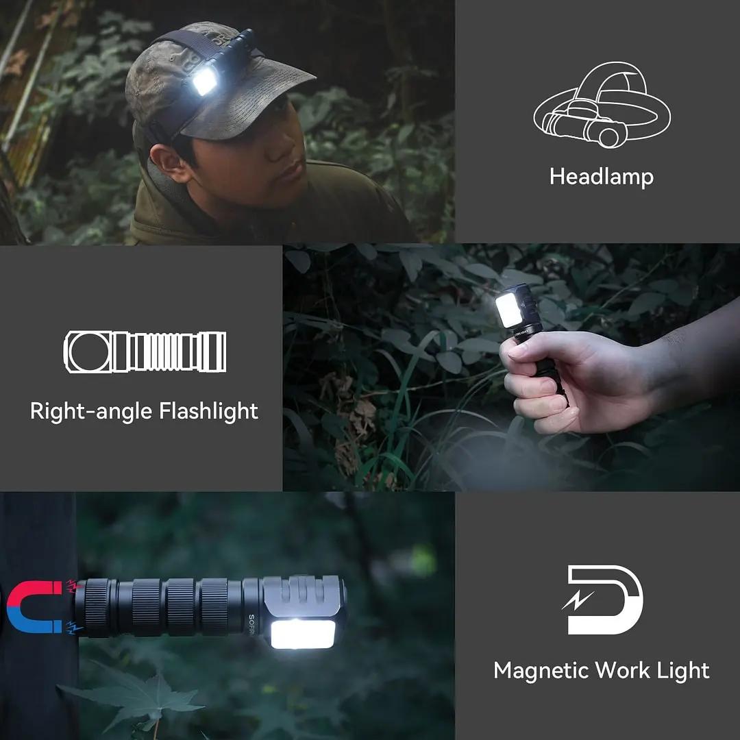 Lampe frontale SOFIRN HS42 2100lm 18650 EDC USB C rechargeable, lampe torche LED SST40 avec aimant p