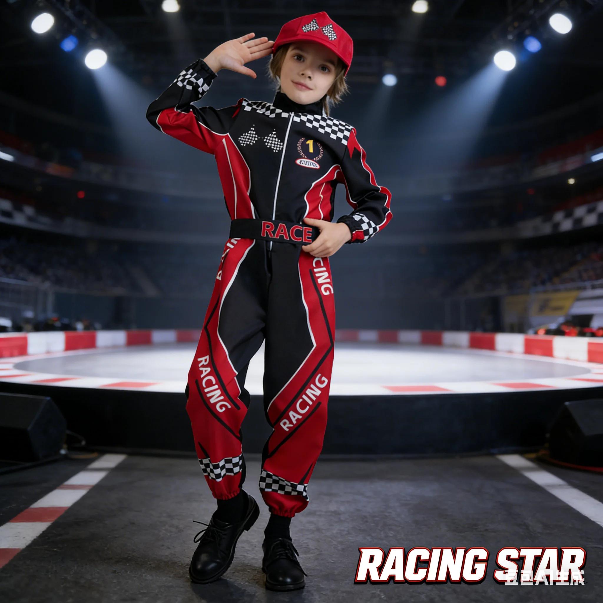 Costume de pilote de course pour enfants, tenue de spectacle sur scène, vêtements de fête pour Hallo