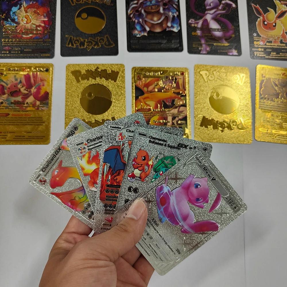 55 cartes Pokémon Vmax GX en feuille d'or, boîte flash, jeu interactif de fête, anglais, espagnol, j