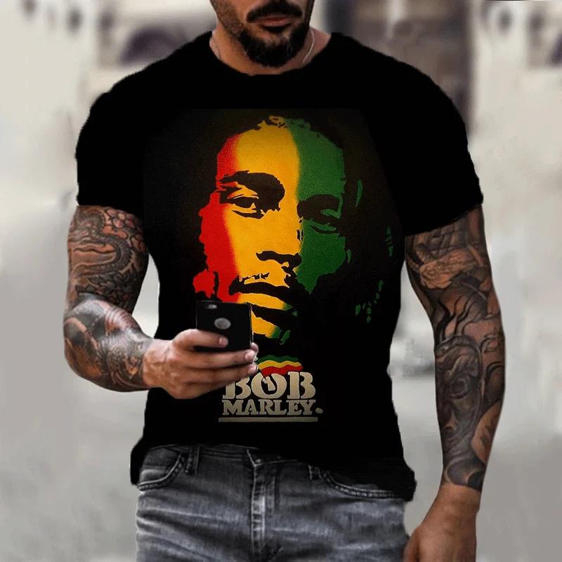 Nouveau Harajuku 3d T-shirt Bob Marley imprimé hommes à manches courtes été décontracté respirant su