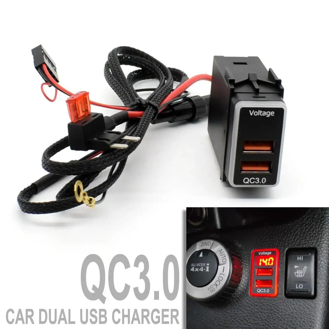 Adaptateur de charge rapide pour téléphone, QC 3.0, double USB, câble 12V pour Nissan Power Adapter,