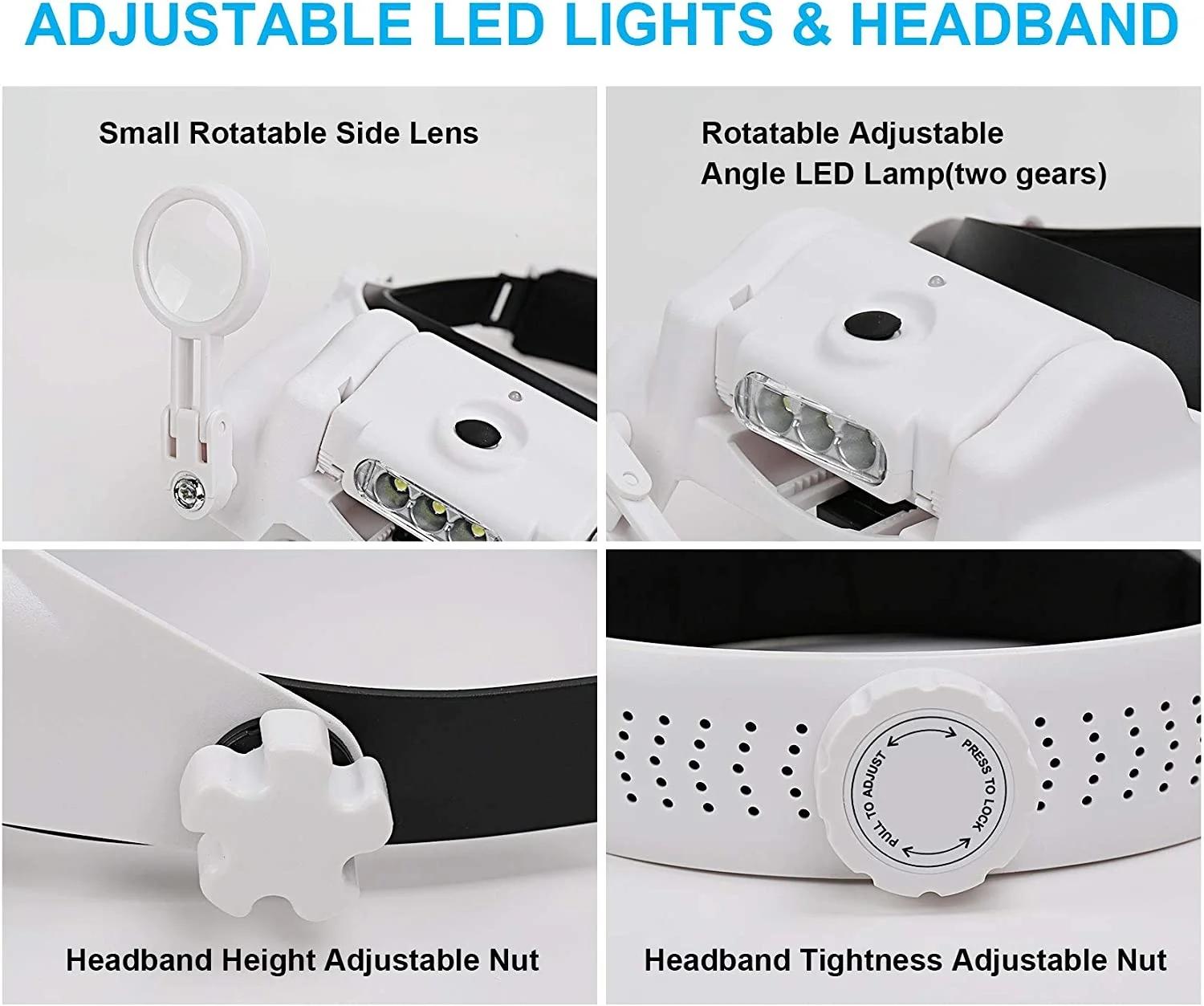 Loupe à bandeau Z30, réparation éclairée et Rechargeable, Loupes à souder, lentille Interchangeable,