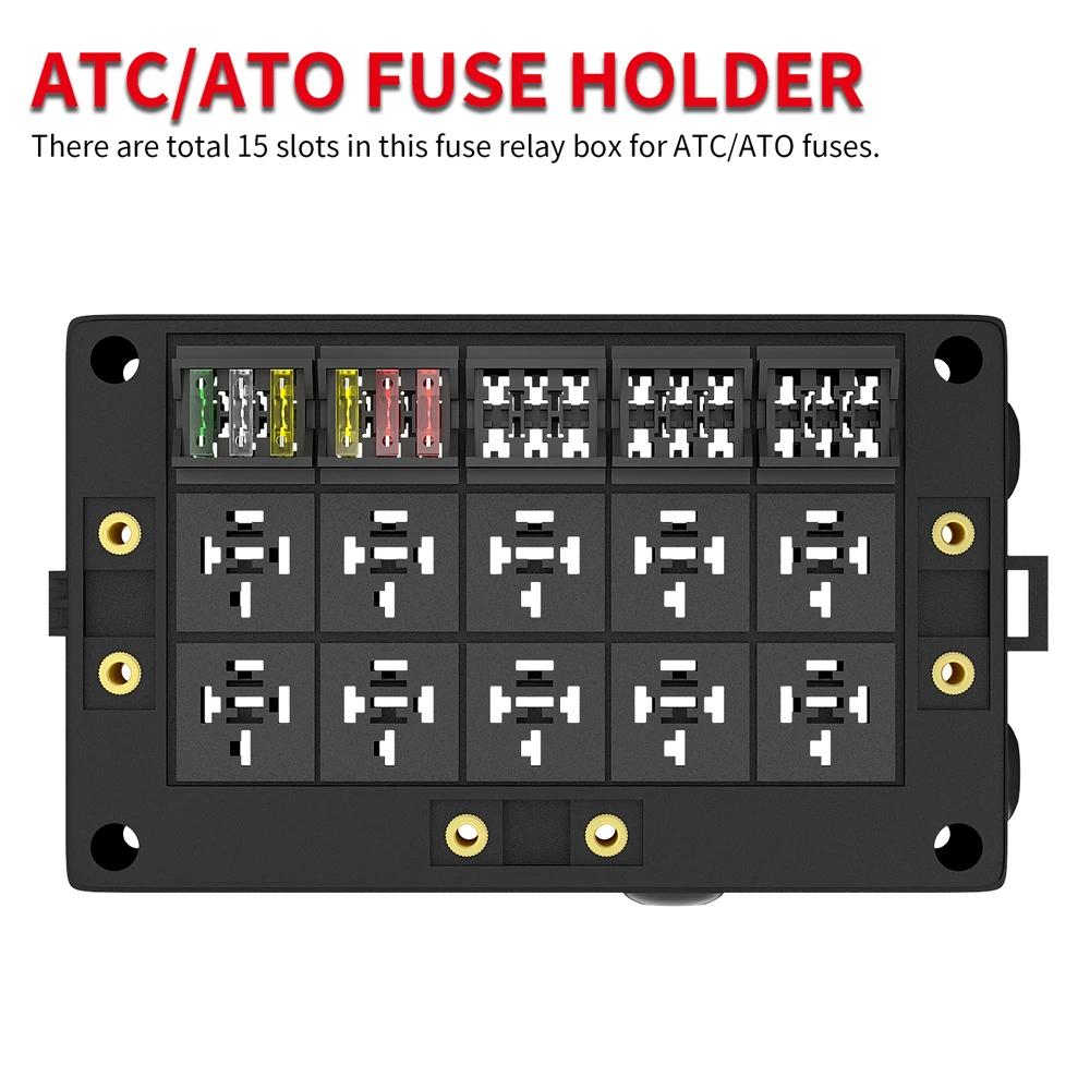 Boîte de relais de voiture à 10 voies, boîte à fusibles 12V, porte-fusible à lame à 15 voies pour au