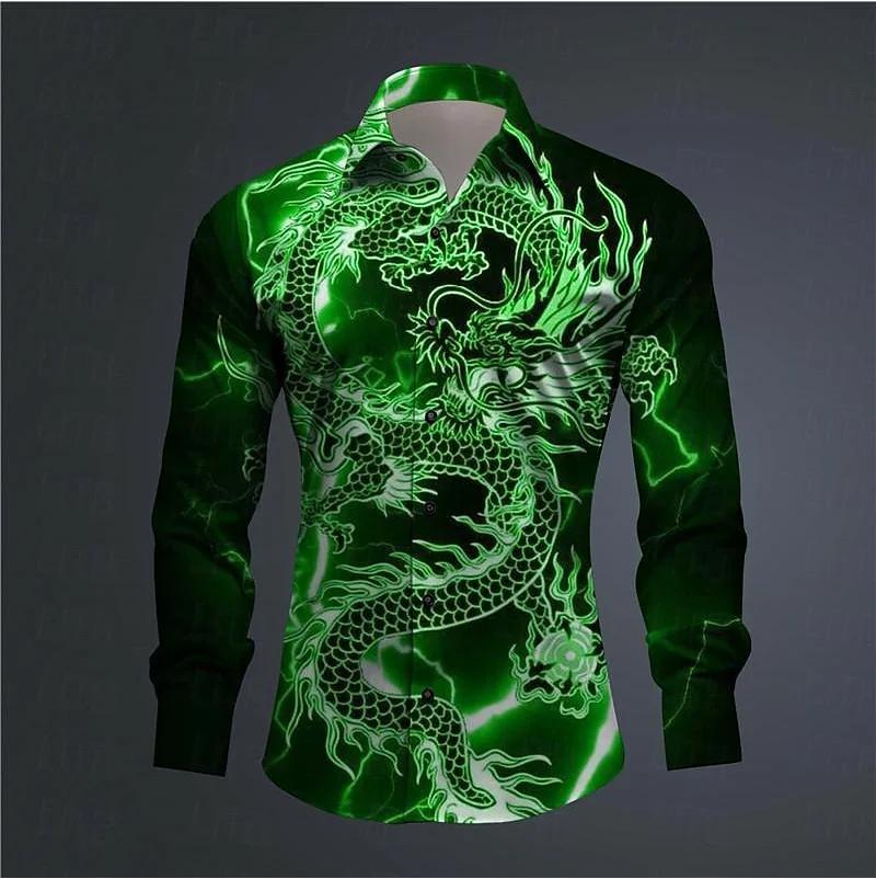 Chemise hawaïenne à boutons pour hommes, imprimé Dragon imprimé en 3D, vêtements d'extérieur à manch