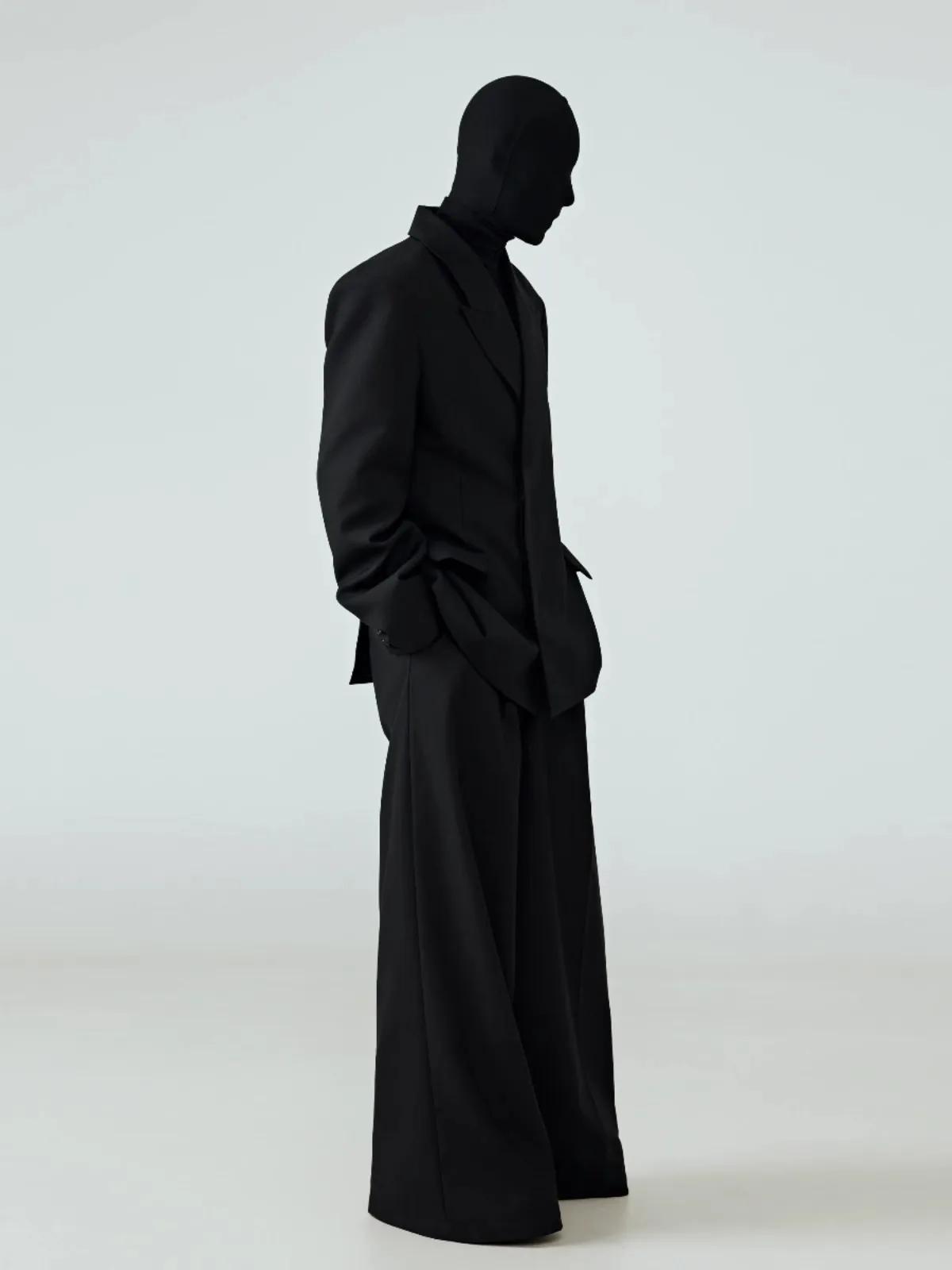 Mauroicardi printemps automne noir ajusté Blazers pour hommes pointe revers épaulettes bouton unique