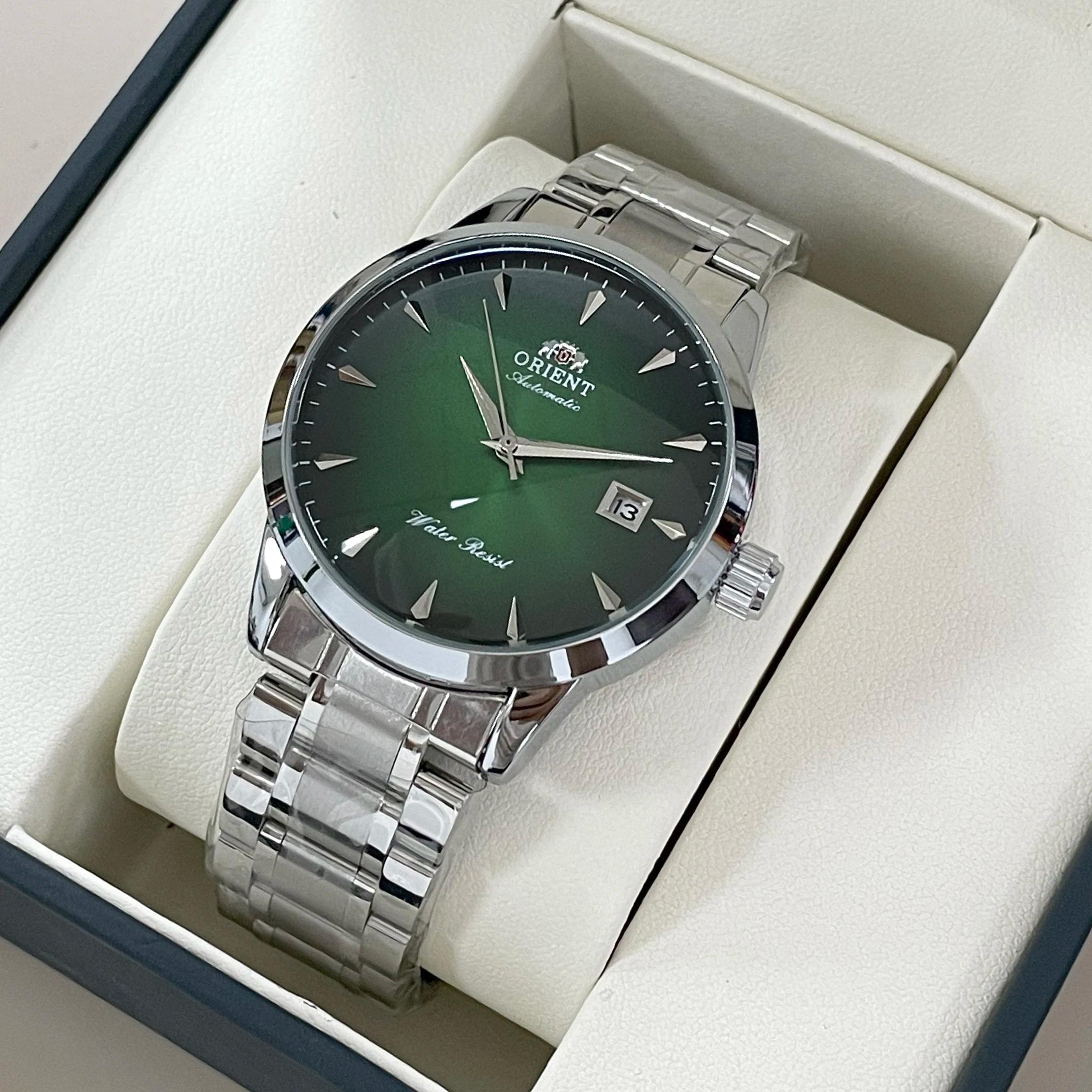 Montre automatique pour hommes Orient, bracelet en acier inoxydable à cadran noir, montre-bracelet d