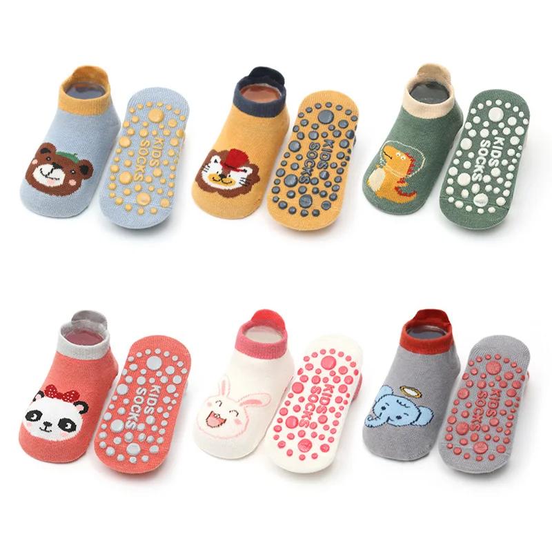6 paires chaussettes coton enfants motif animal dessin animé - Antidérapantes confortables bébé