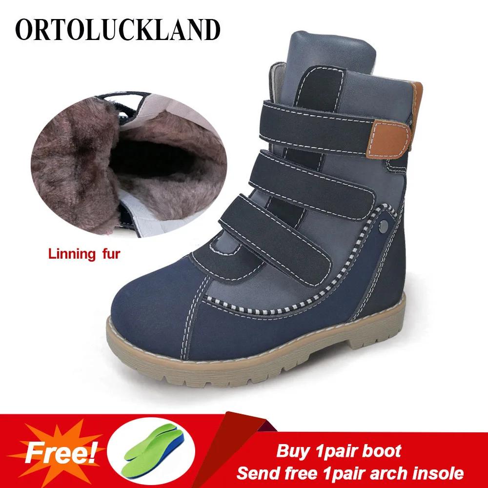 Chaussures orthopédiques 4 roues motrices en cuir de vache pour garçons, bottes décontractées pour e