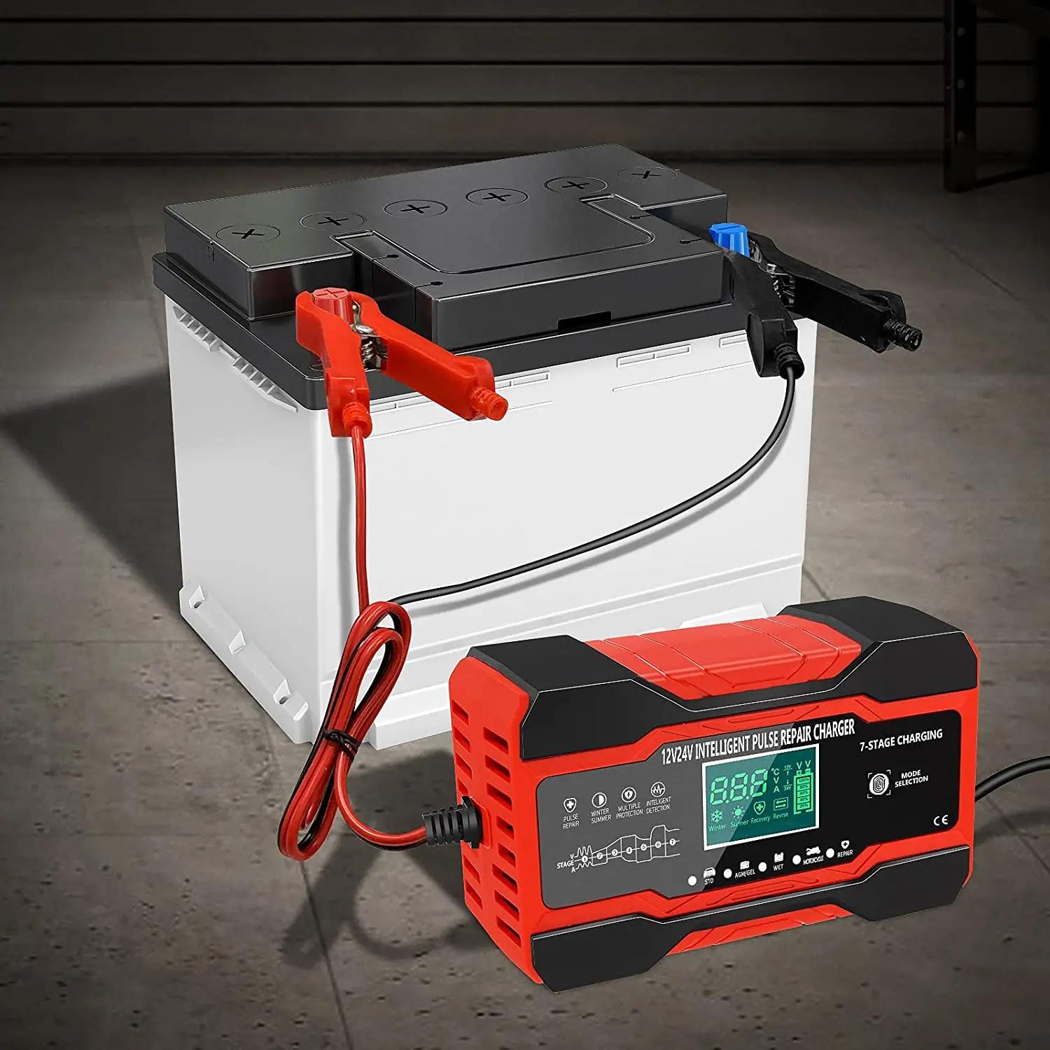 Chargeur de batterie de voiture numérique entièrement automatique, réparation d'impulsions, AGM, GEL