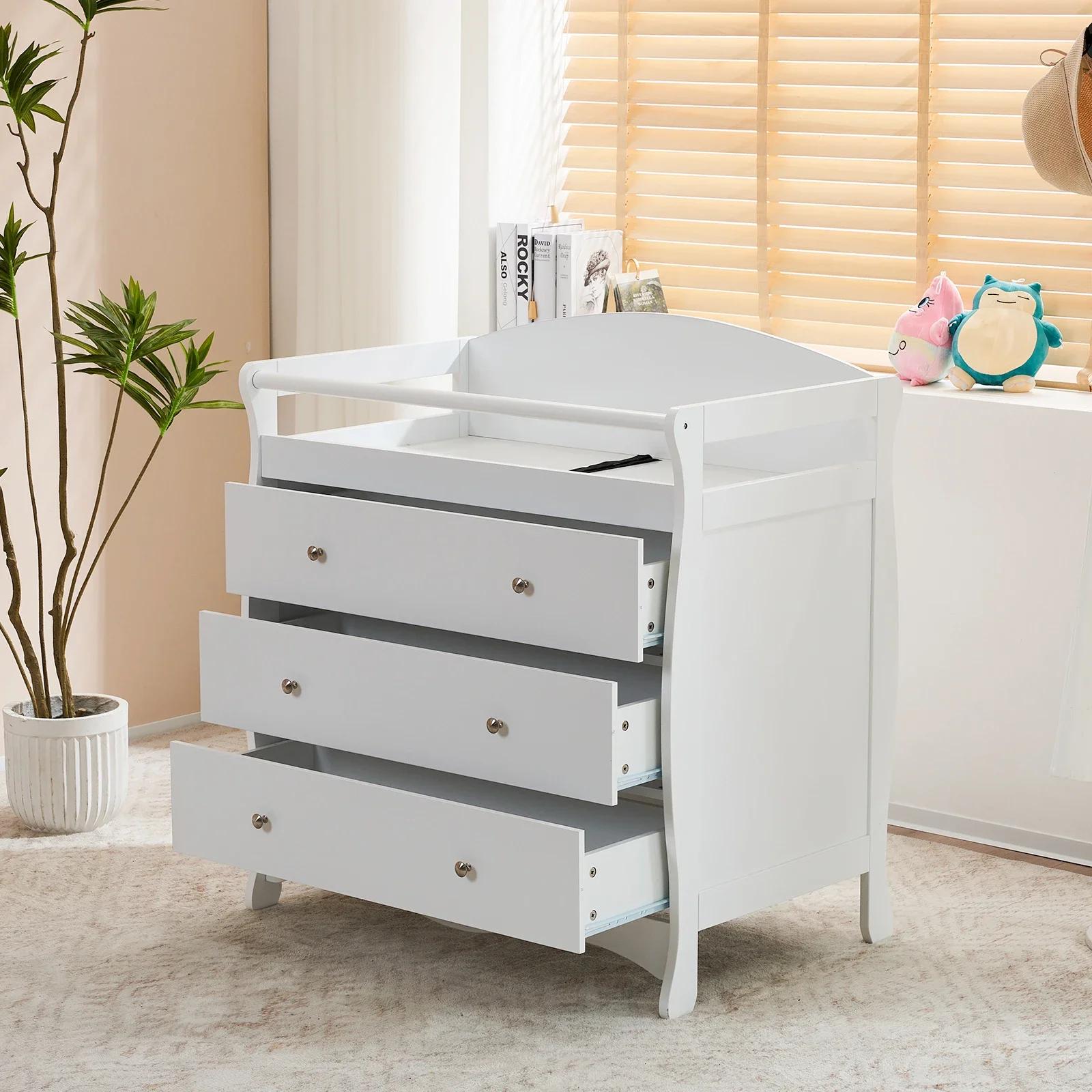 Avalon Commode double à 6 tiroirs (blanc) – Commode pour chambre d'enfant, organisateur de commode p