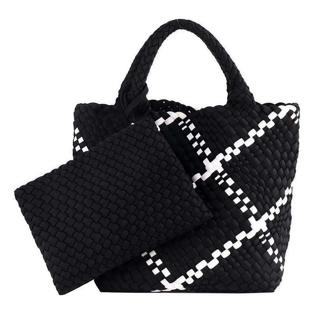 Sac tissé pour femmes, sac fourre-tout en néoprène, sac à main de plage d'été, sac à main rétro fait