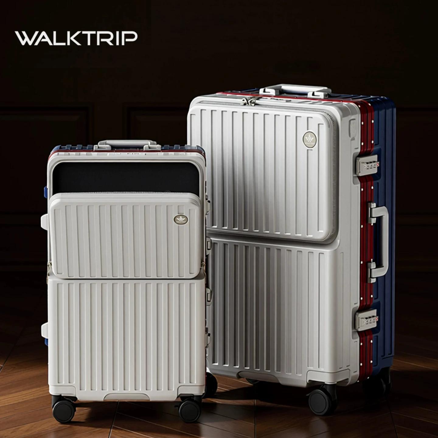 Valise à ouverture frontale en PC avec cadre en aluminium, serrure TSA, porte-gobelet et port de cha