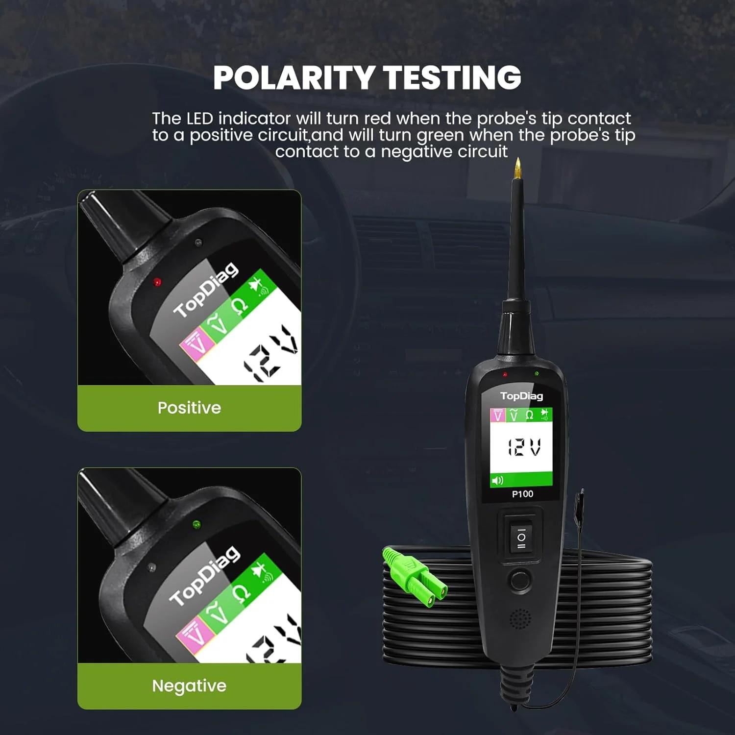 JDiag P100 – testeur de Circuit automobile, détecteur de tension de voiture, Kit de sonde de système