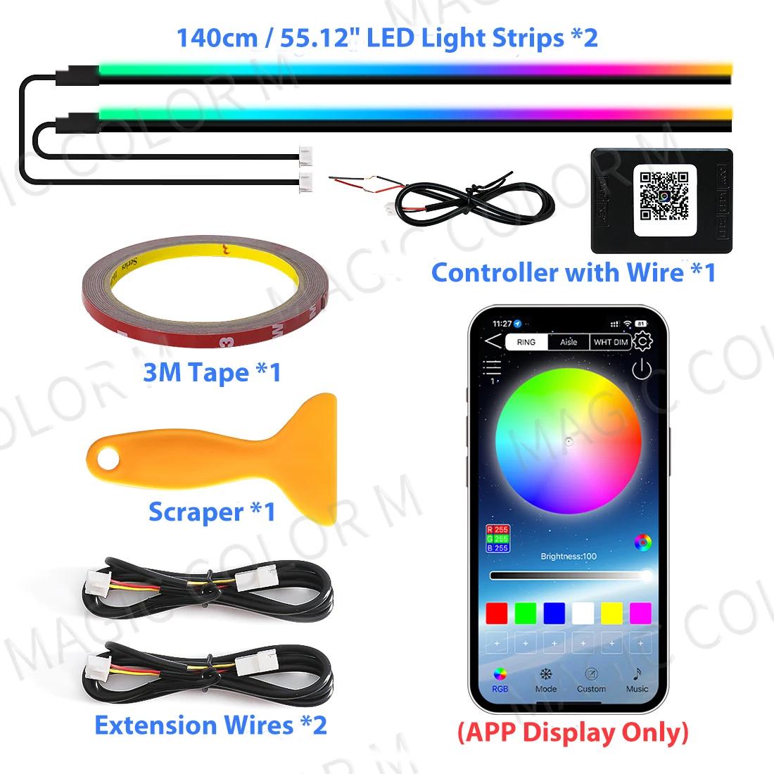 Lumières d'ambiance pour toit ouvrant de voiture, 140cm, 55.12 pouces, lucarne LED Symphony RGB, ban