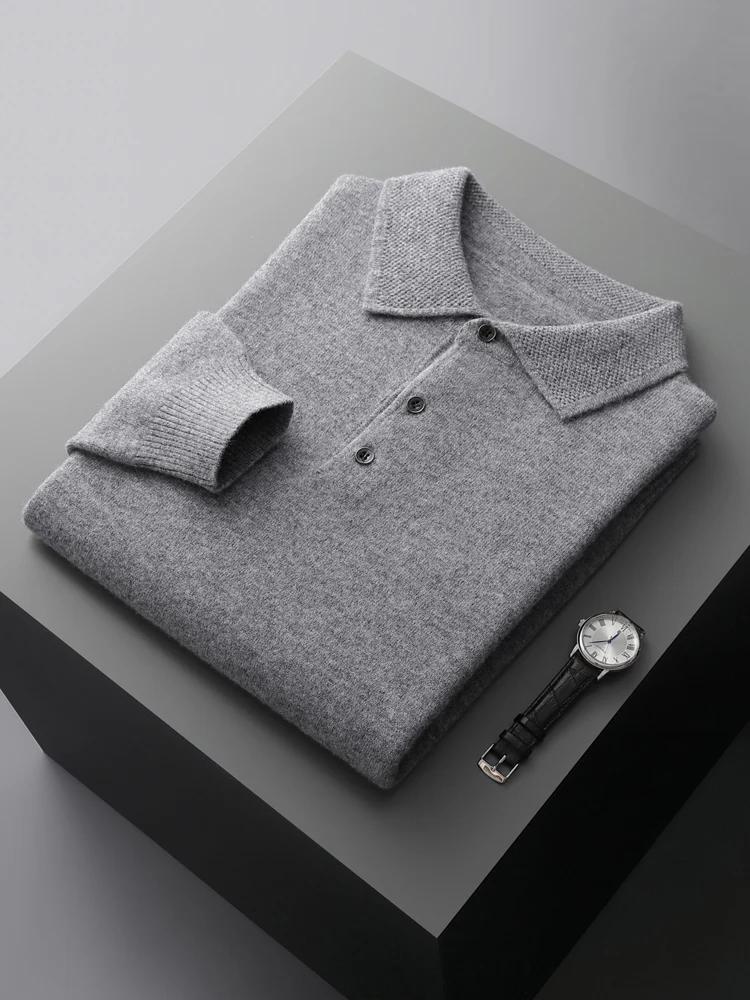 Mode automne hiver nouveau pull en cachemire hommes 100% laine mérinos pull décontracté ample POLO t