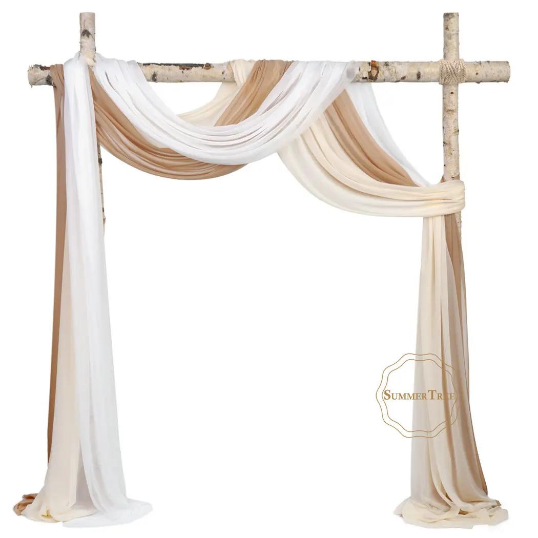 Rideau drapé en tissu mousseline de soie pour arc de mariage, 6 à 10 mètres, fournitures de fête, cé