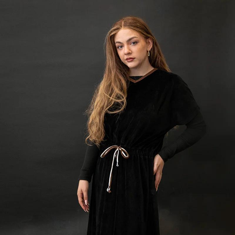 Shabbos adolescent/femme robe hiver robe manches courtes vêtements taille 2 cordon cordes filles noi