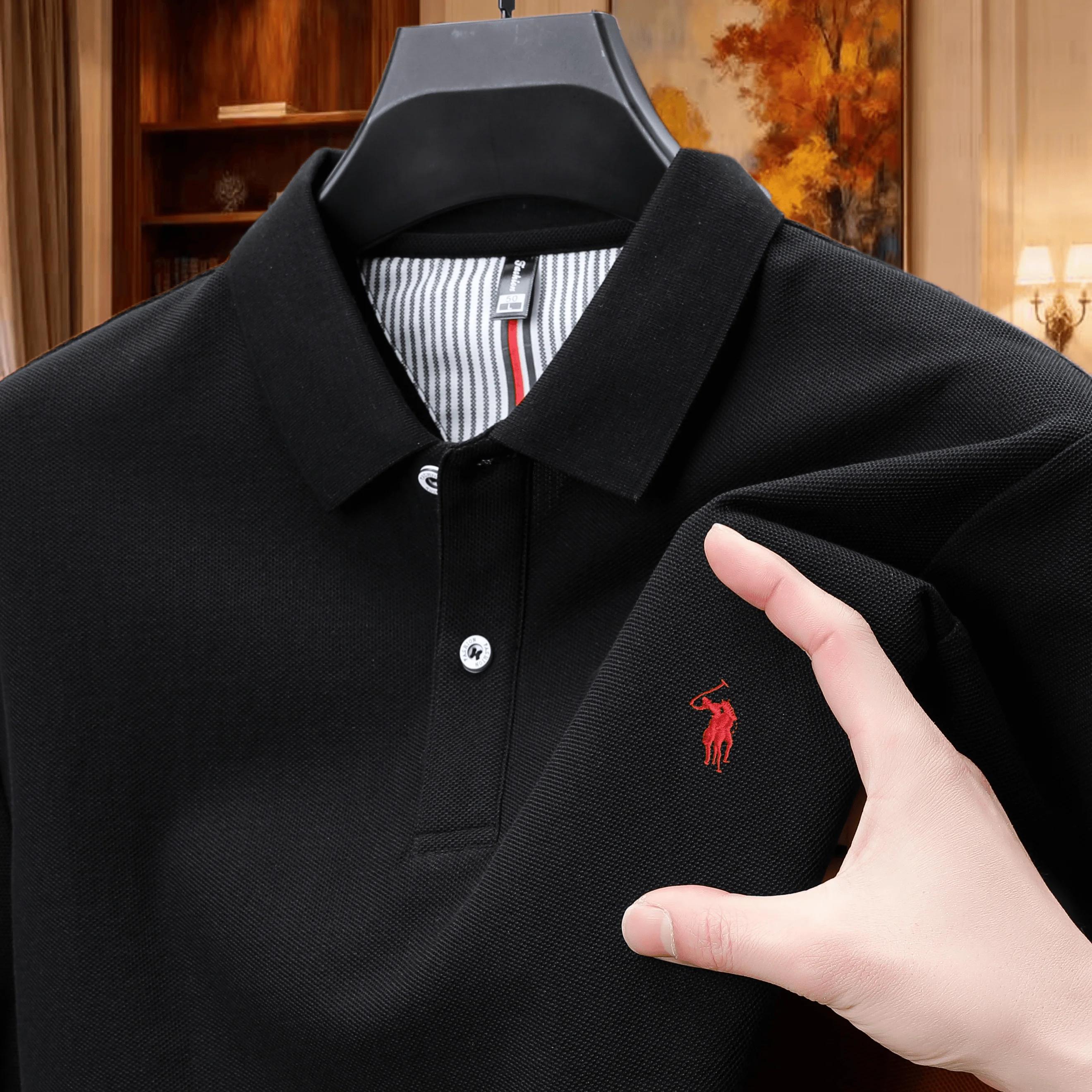 Nouveau Polo d'été en Coton Brodé Paul Pony, Texture Luxe Léger, Confortable, Respirant, Manches Cou