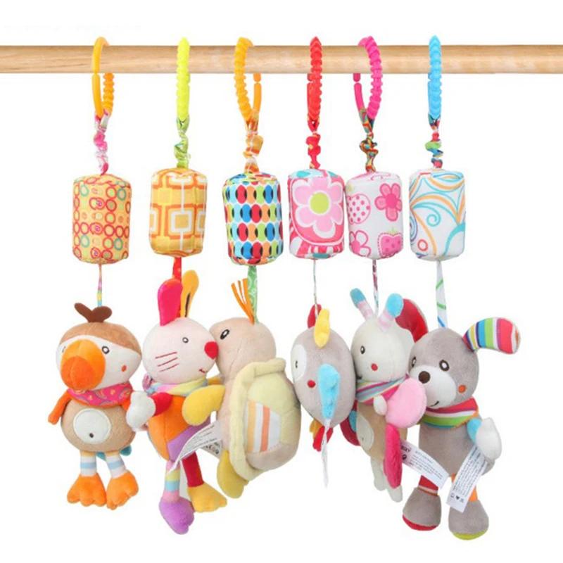 Hochets suspendus sensoriels pour bébé, jouet d'apprentissage doux, animaux en peluche, poussette, l