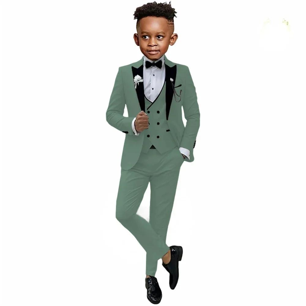 Costumes formels pour garçons de 2 à 16 ans, veste de mariage avec pantalon, gilet, ensemble 3 pièce