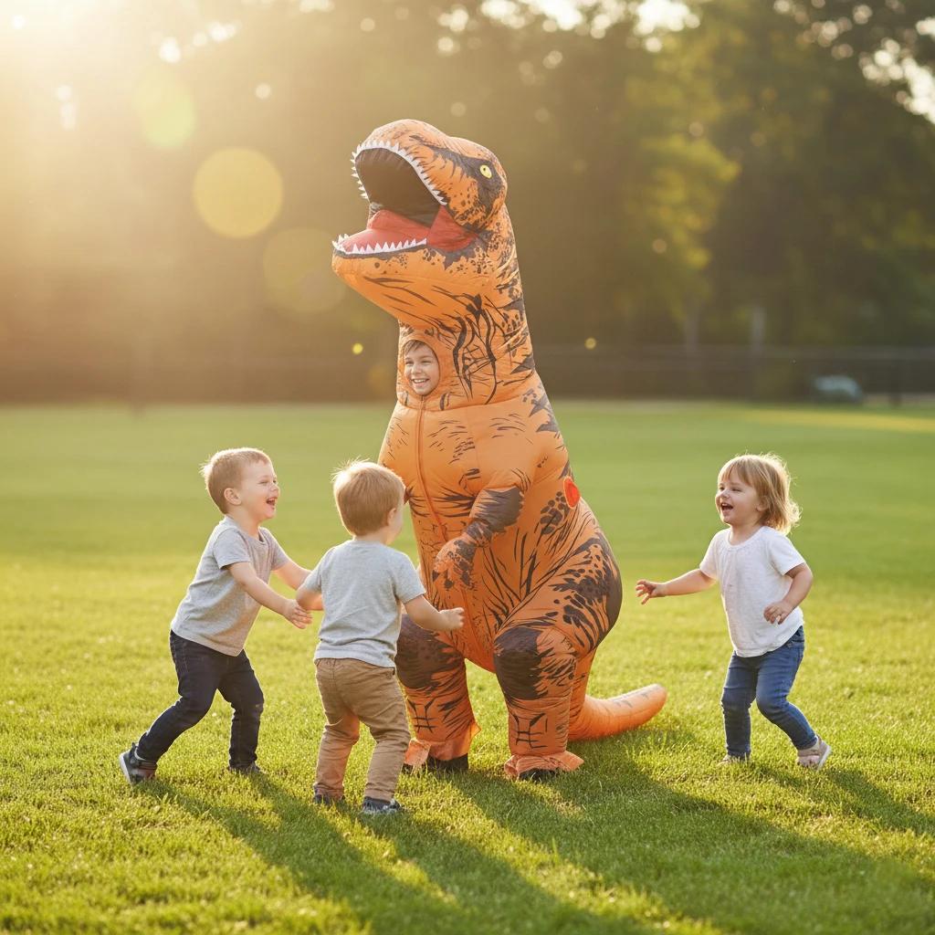 Costume Dinosaure T-Rex Gonflable pour Enfants Combinaison Amusante Unisexe pour Noël, Thanksgiving,