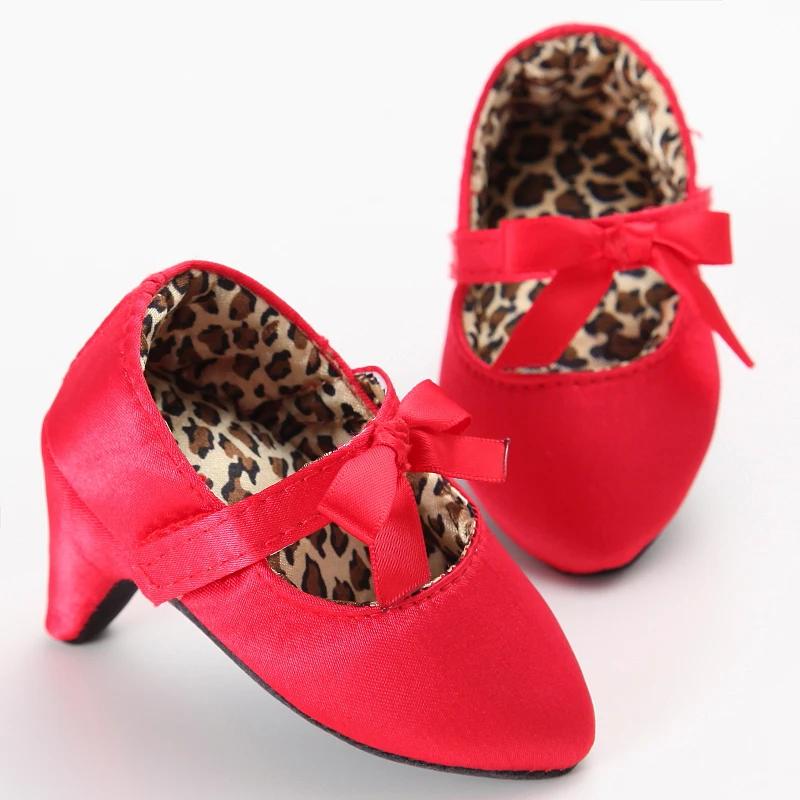 Printemps et automne fille bébé anti-dérapant chaussures pour enfants fille bébé beau nœud talons ha