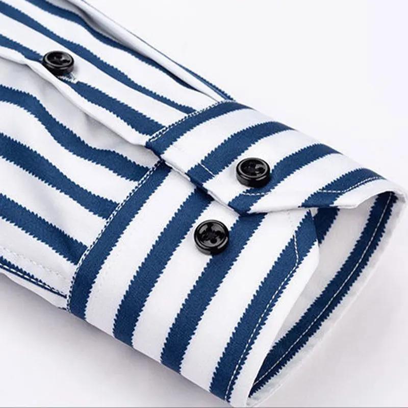 Chemise à manches longues pour hommes, décontractée, à rayures, sans repassage, de haute qualité, sl