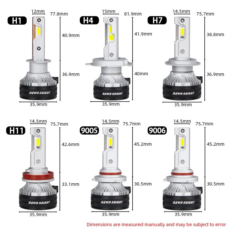 DAWNKNIGHT K7C 4300K H7 H4 H11 lampe à LED 3 tubes de cuivre lumières LED pour voiture H1 HB3 9005 H