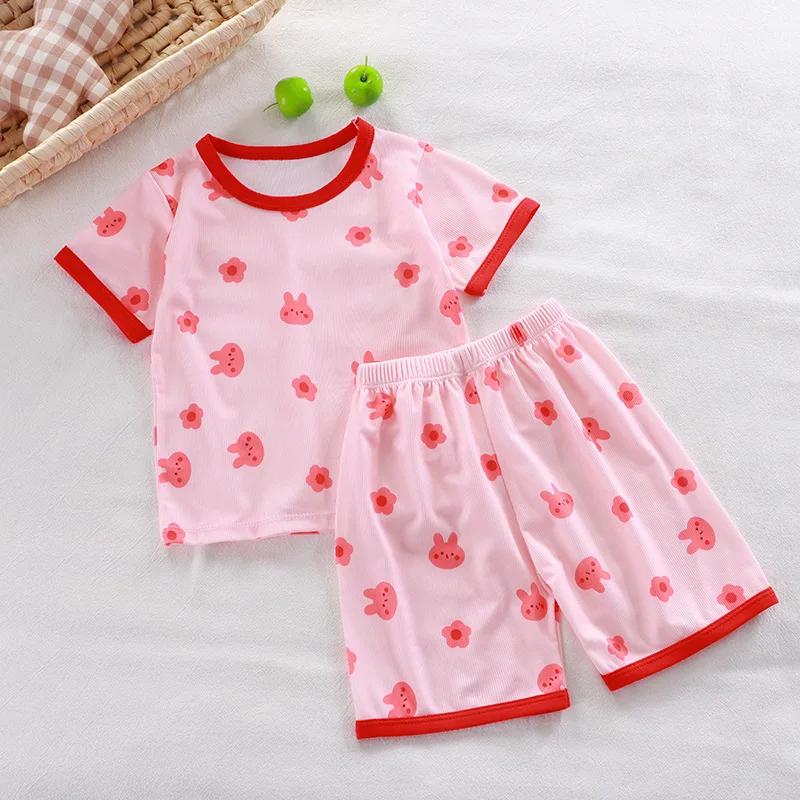 Ensemble pyjama pour bébé, manches courtes, vêtements de nuit pour bébé, dessin animé, vêtements de