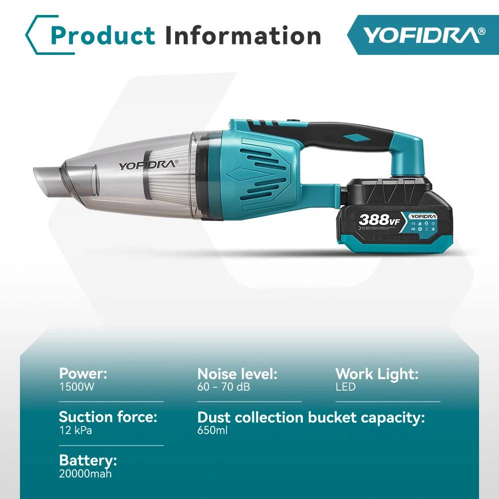 YOFIDRA 1500W 12KPA aspirateur électrique sans fil Portable 2IN1 outil électrique de nettoyage de vo