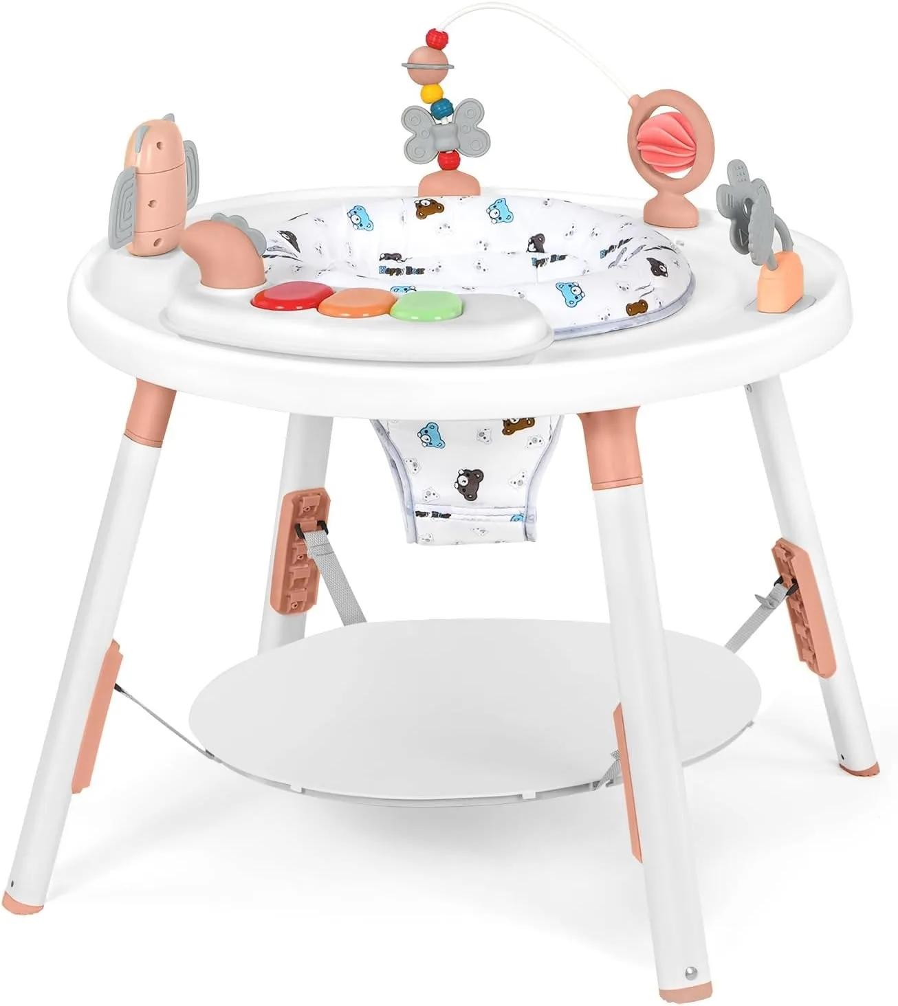 Jumper et table pour centre d'activité 3 en 1 pour bébé – avec jouets amovibles et 360 ° Siège rot