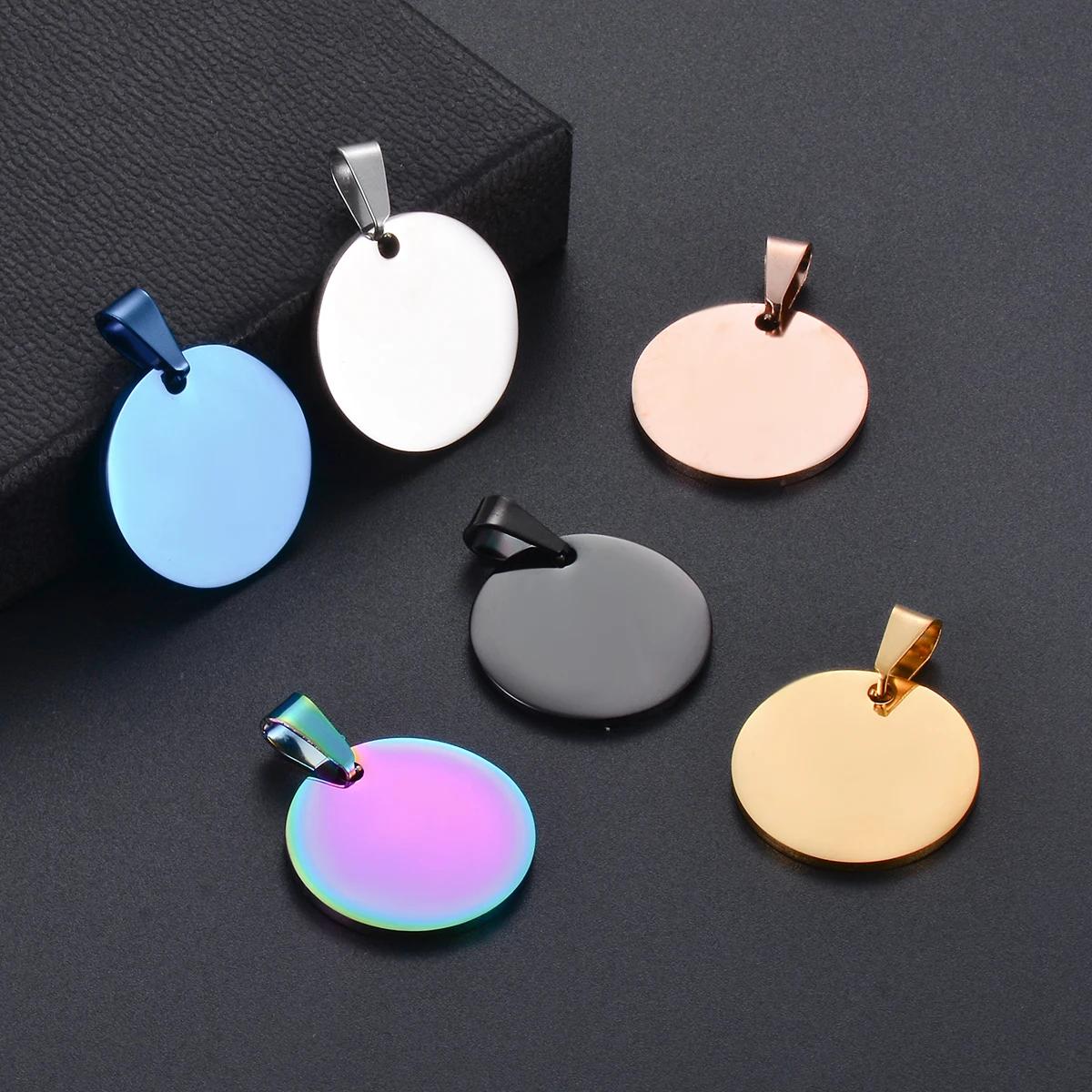 10 pièces en gros militaire armée Style disque pendentif rond 6 couleurs collier blanc en acier inox