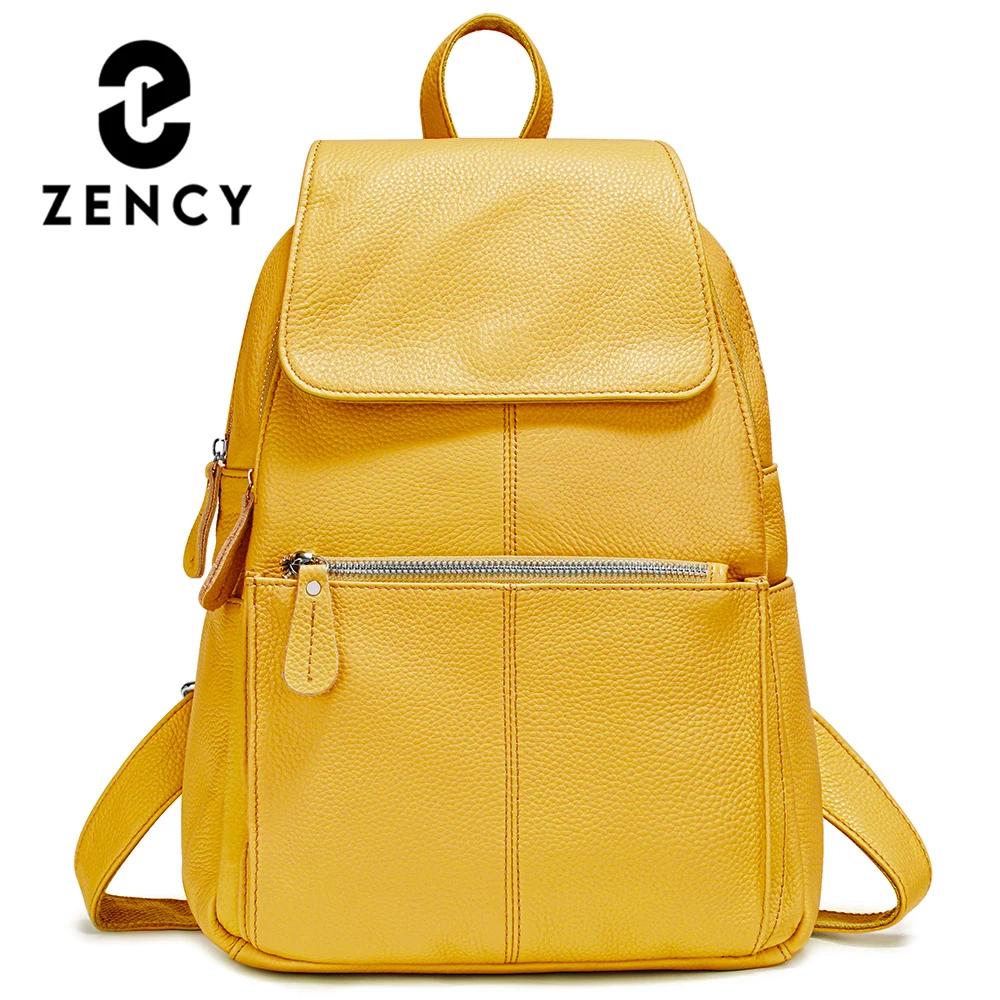 Zency mode femmes 100% sac à dos en cuir véritable sac à dos grande capacité Style Preppy brillant j