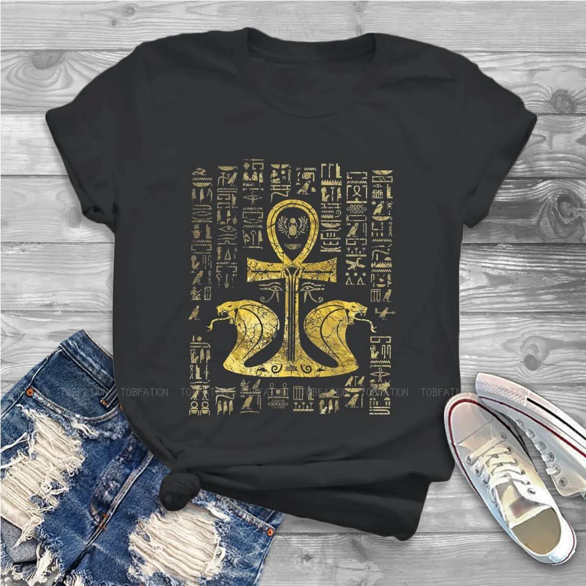 T-shirt femme avec Culture égyptienne ancienne, t-shirt femme, croix-cheville avec urae le Cobra, cl