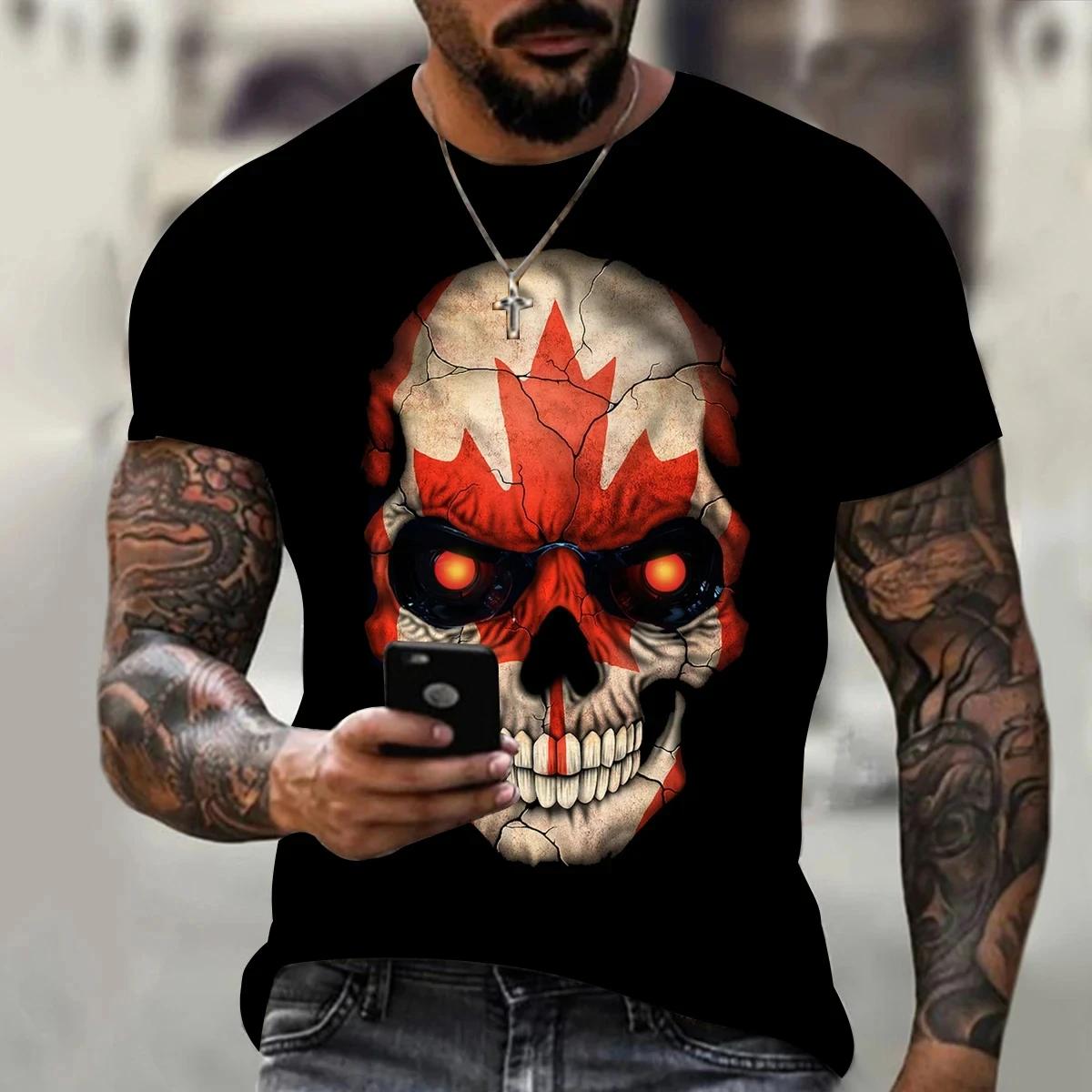 Crâne 3D T-shirt pour hommes mode Hip Hop col rond chemise à manches courtes Harajuku hommes T-shirt
