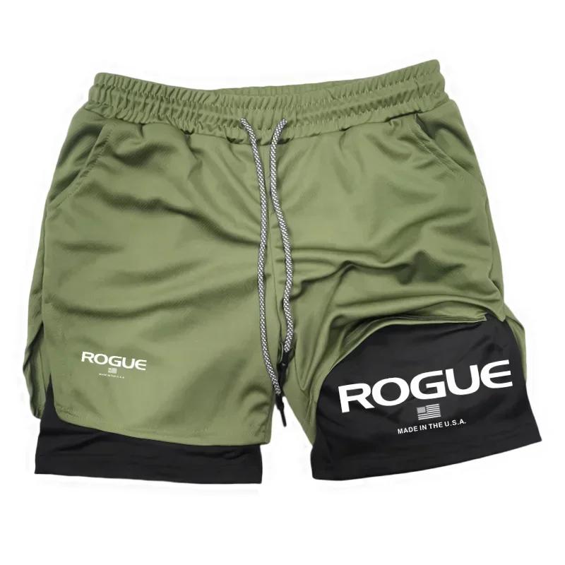 Rogue Gyms Short de sport pour homme Four Seasons Sportswear Short moulant double couche 2 en 1 Shor